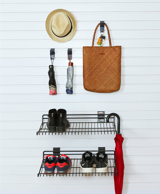 Panneau mural de Garage à lattes, rangement de maison, organisateur, crochets en plastique