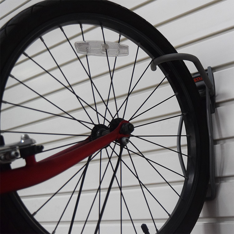 Crochet de vélo Slatwall, accessoires métalliques, revêtement en caoutchouc, crochets de vélo